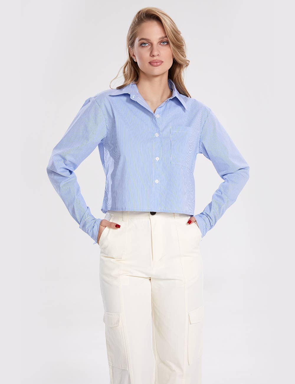 Clarence Striped Button Up Top