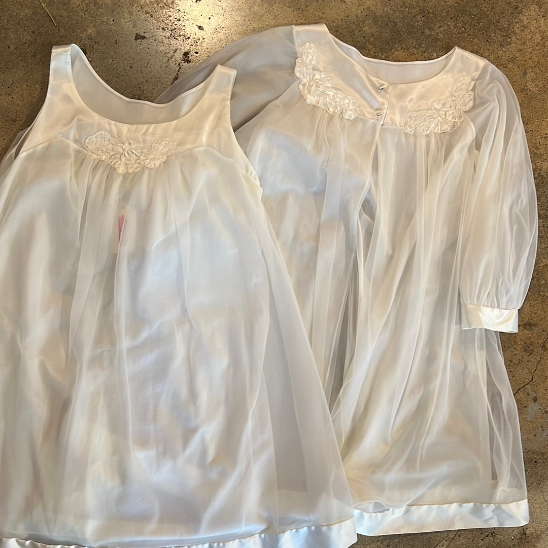 White 2pc Nylon Sleepwear Set by Gossard