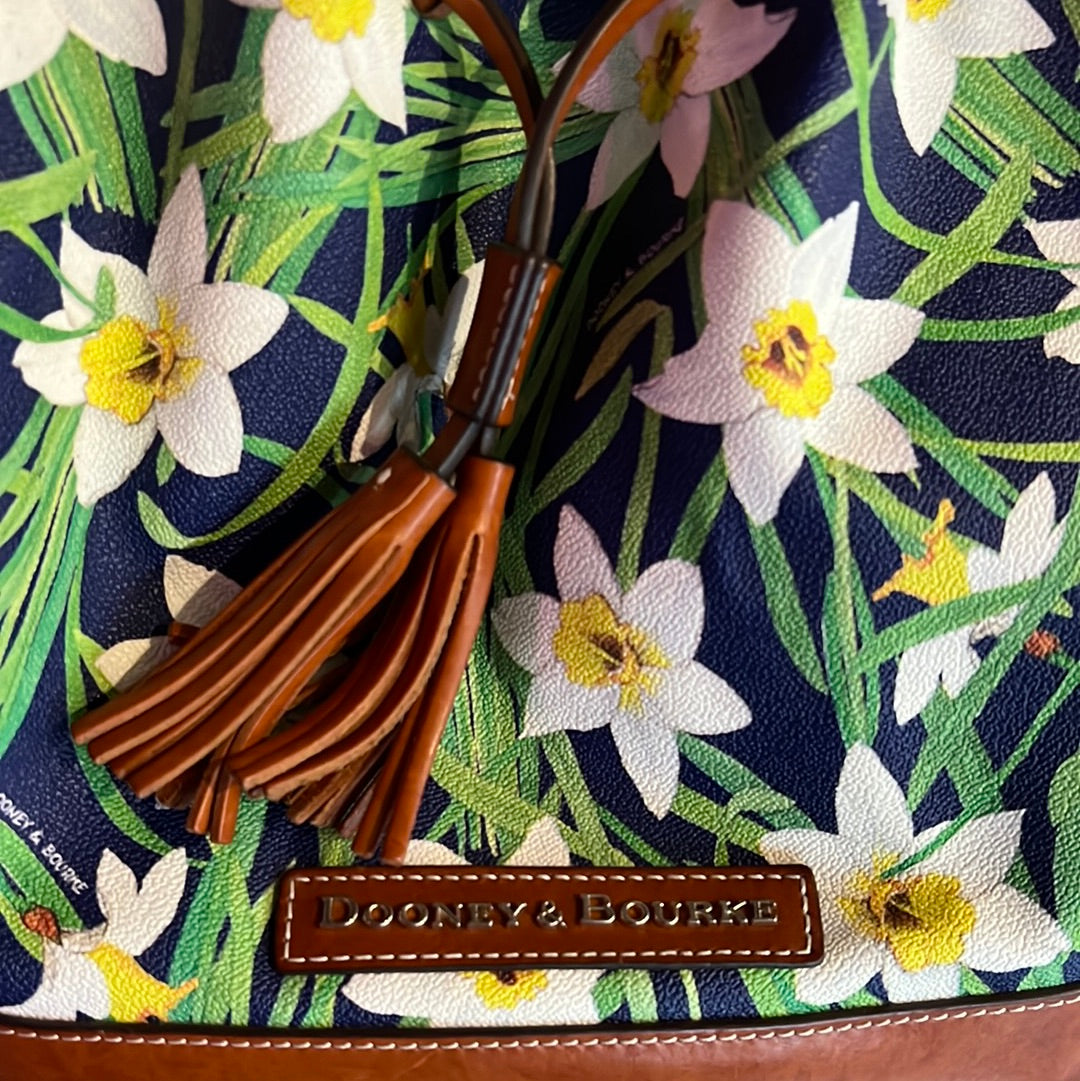 Dooney & Bourke Navy Daffodil Floral Bucket Bag