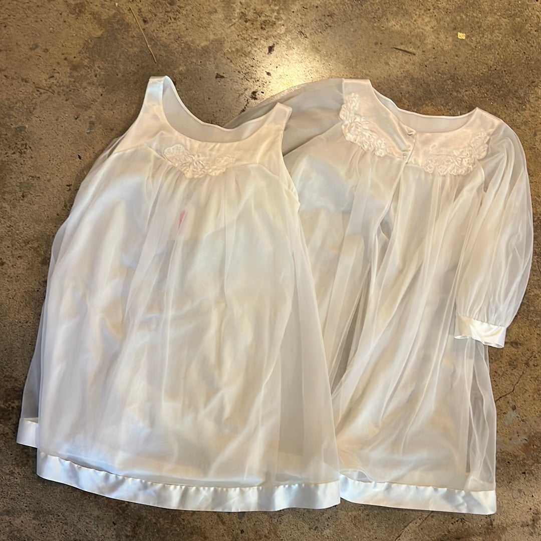 White 2pc Nylon Sleepwear Set by Gossard