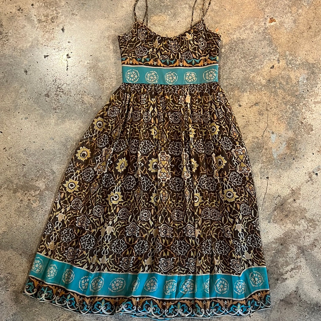 Silk Jones New York Brown Patterned Dress