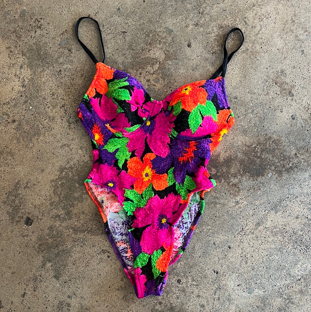 Citrus Neon Floral Swimsuit/Bodysuit
