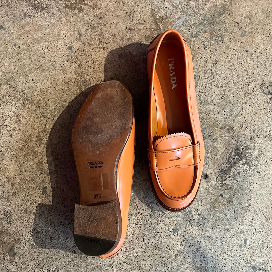 2005 S/S Orange Prada Loafers