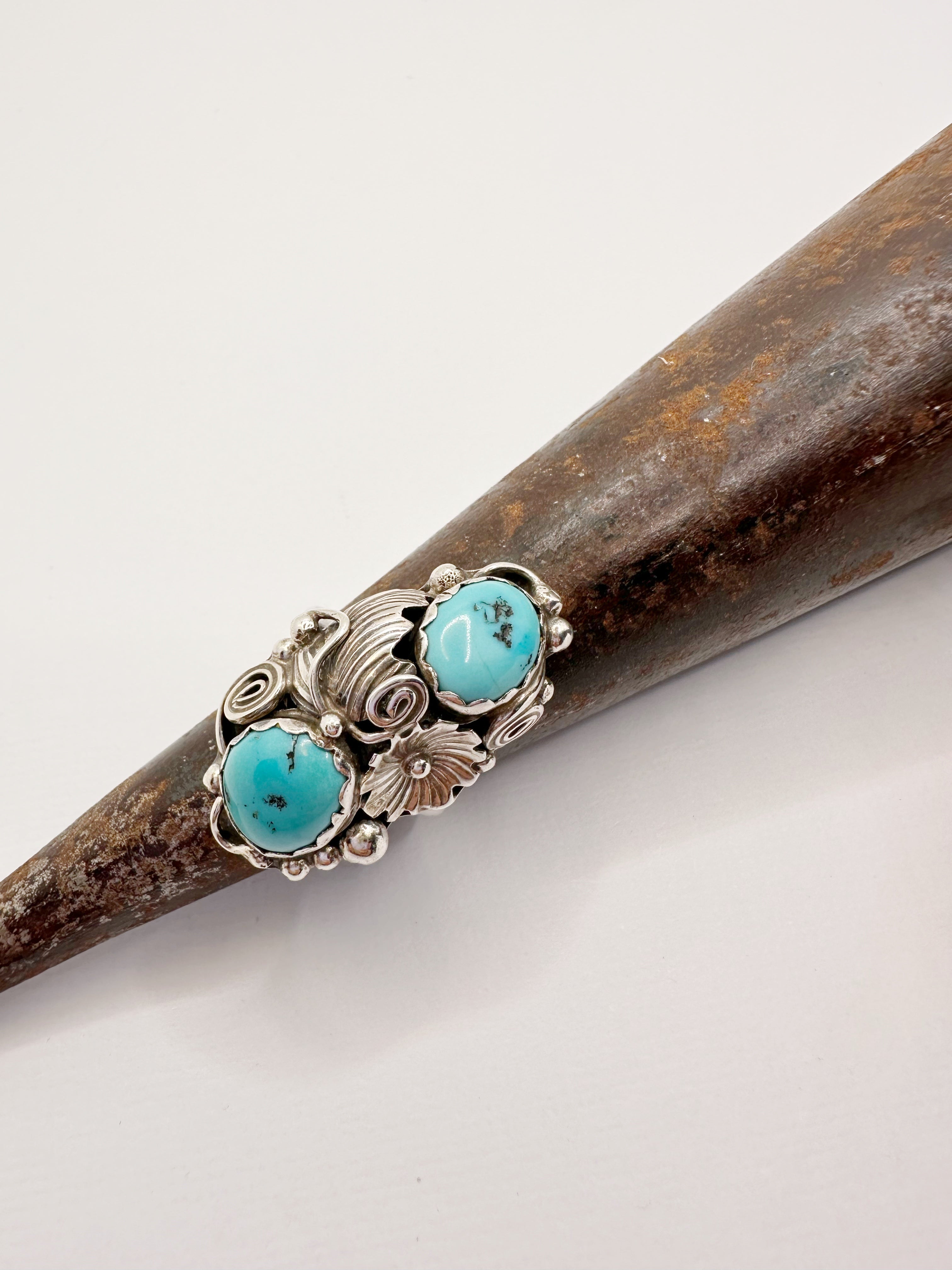 Vintage Turquoise Ring with Sterling Silver Band