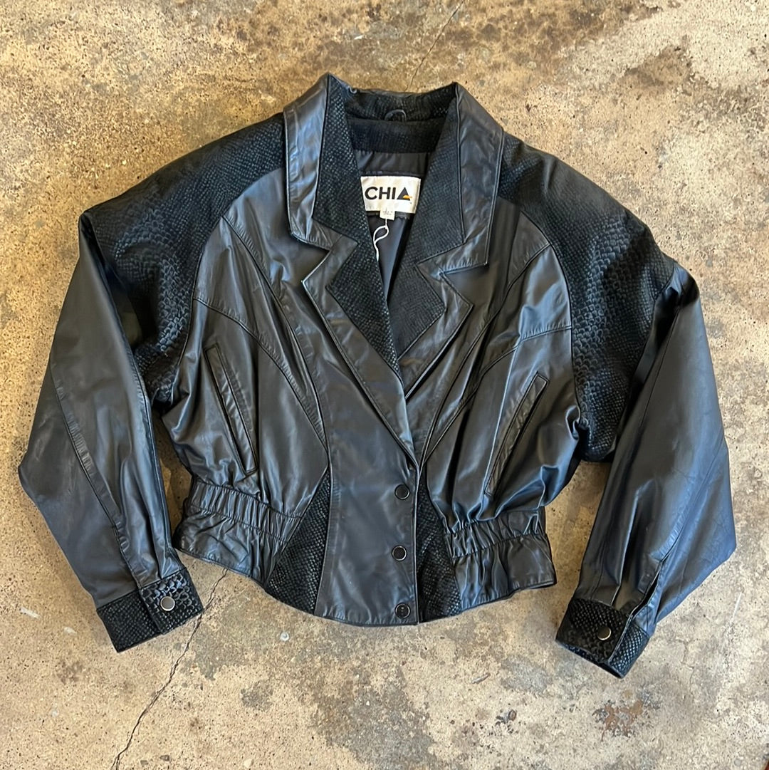 Chia Leather 80s Jacket Cropped
