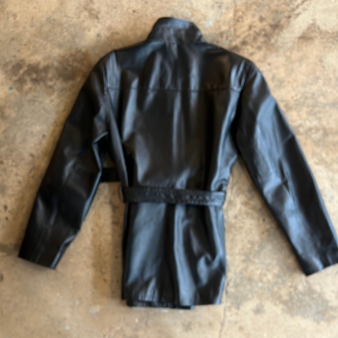 Leather Worthington Jacket W/ Tie Belt