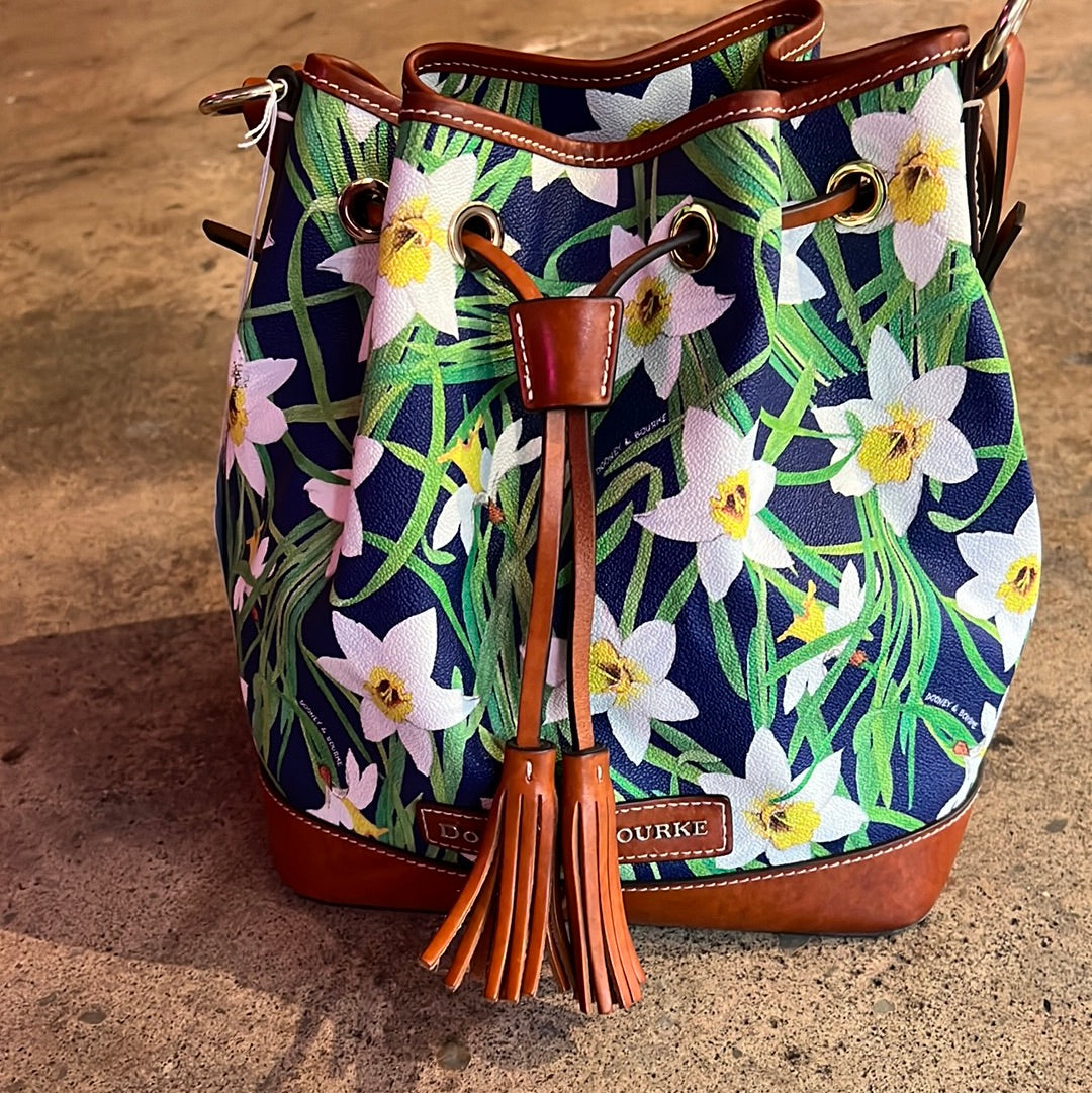 Dooney & Bourke Navy Daffodil Floral Bucket Bag